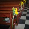 Pew end with Sunflowers