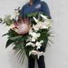 Tropical-bridal-bouquet-with-Orchids-anthurium-and-Protea